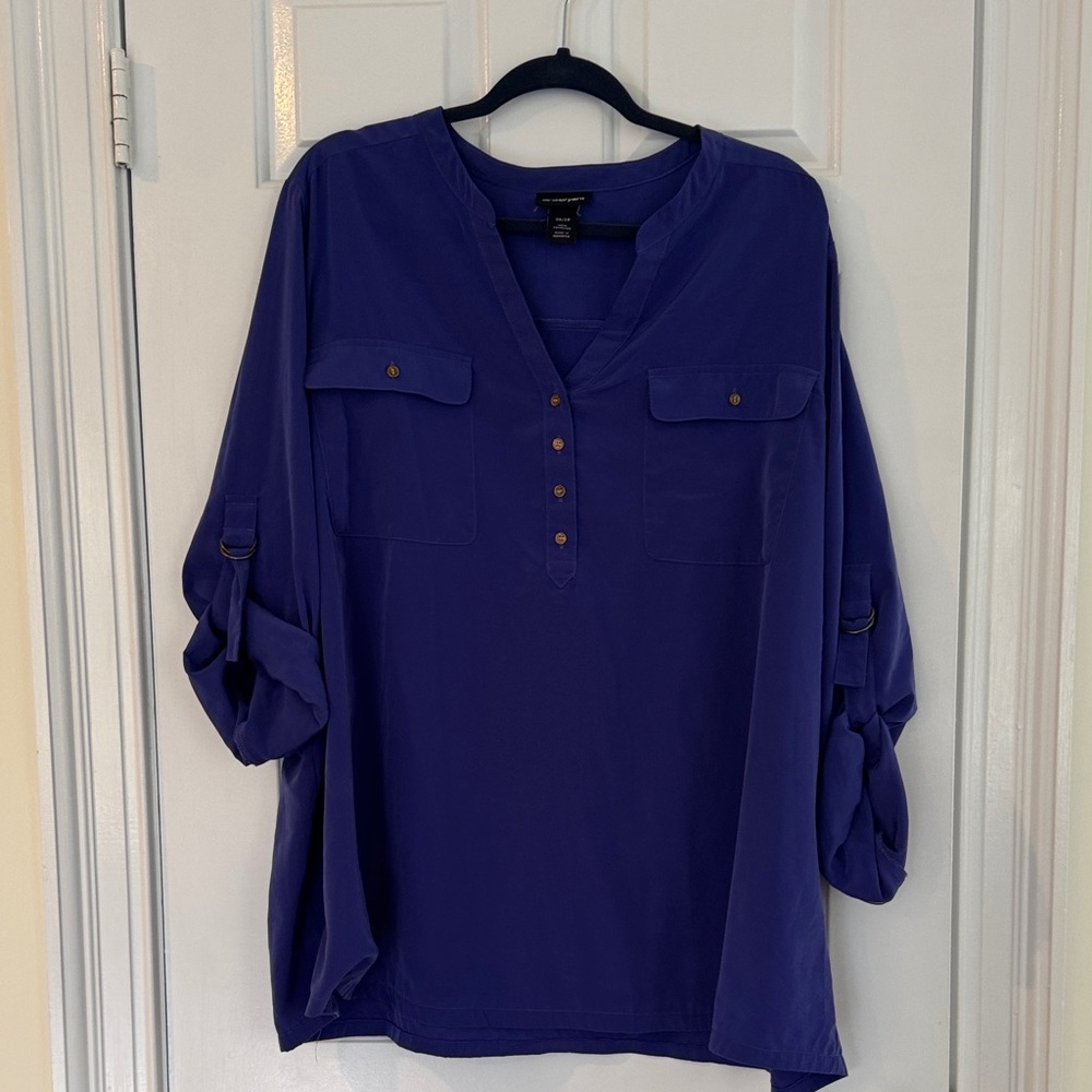 Lane Bryant Royal Blue Button-Front Blouse